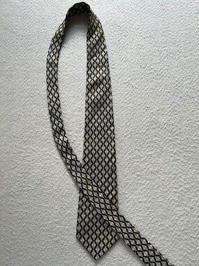 Stefano Ricci Tie Mens Italy Silk Gold Black Geometric Pattern